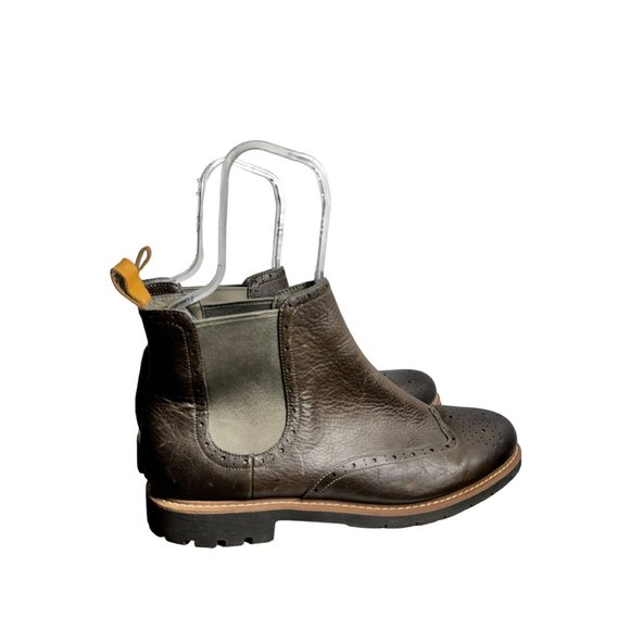 Clarks Brown Leather Slip On Elastic Ankle Boots